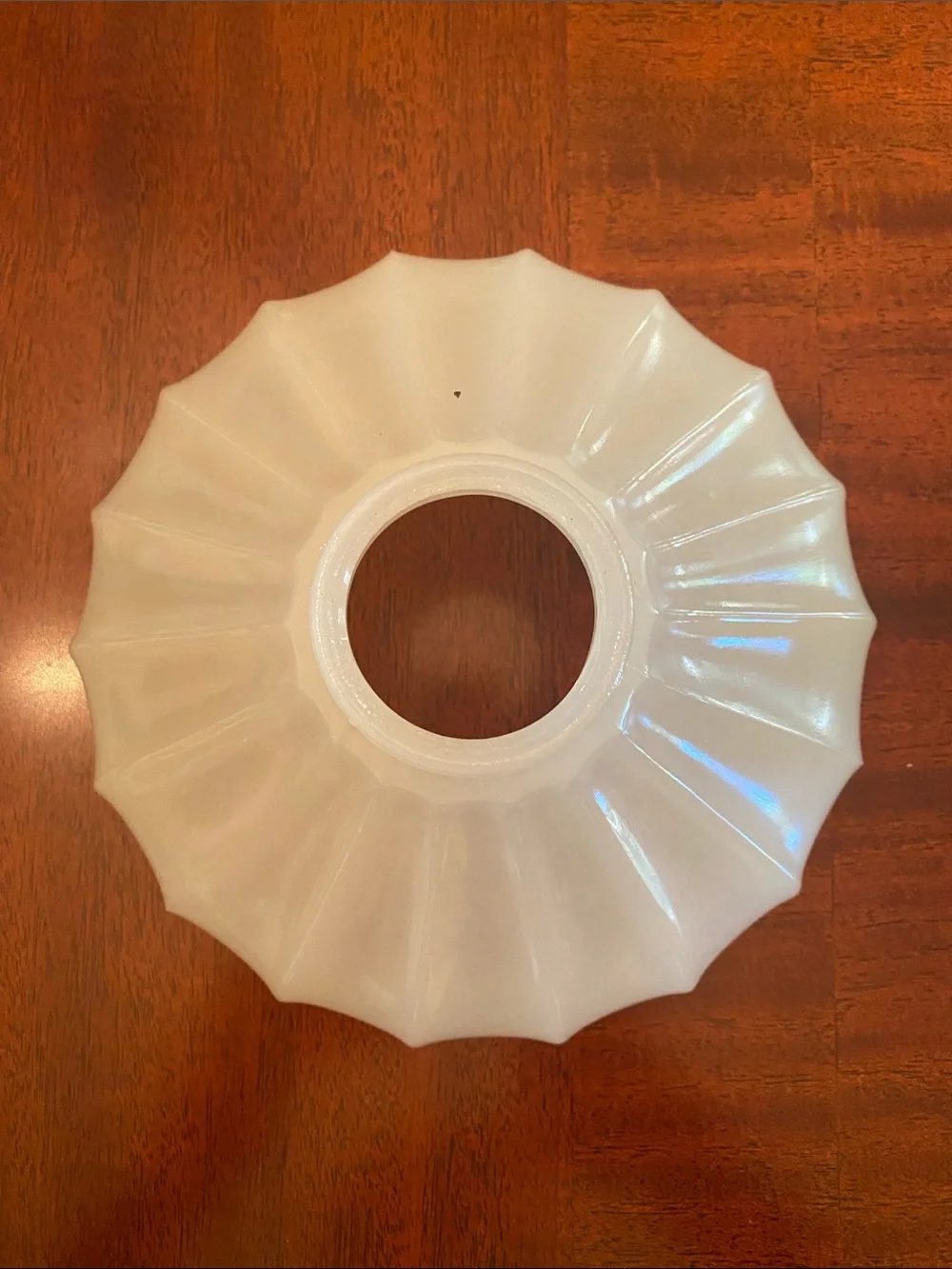 Milk Glass Ribbed Umbrella Pendant Light Shade 2.25” Fitter —Grayish Tint